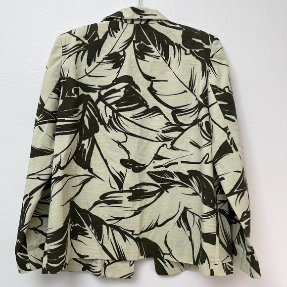 *NWT* Linda Allard Ellen Tracy Tropical Leaf Green Blazer Shoulder Pads Sz 8 - Picture 2 of 12